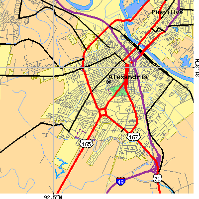 Zip code 71301 close-up map