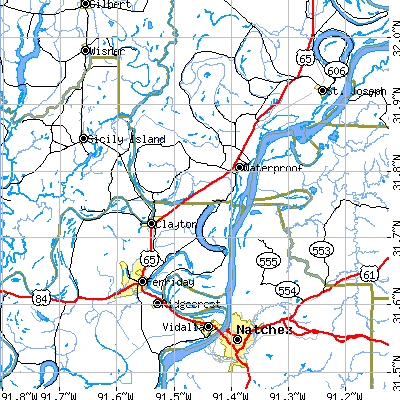 Zip code 71334 close-up map