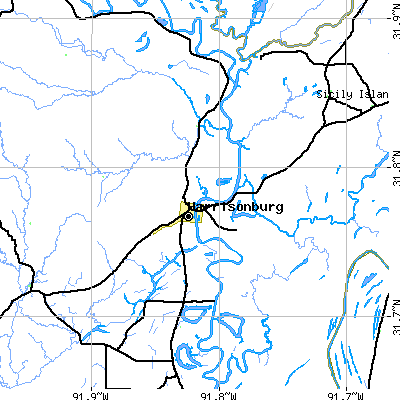 Zip code 71340 close-up map
