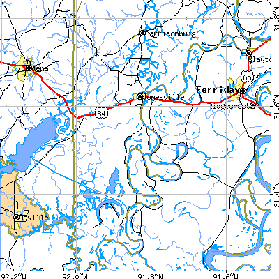 Zip code 71343 close-up map