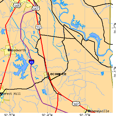 Zip code 71346 close-up map