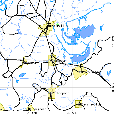 Zip code 71350 close-up map