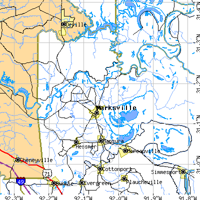 Zip code 71351 close-up map