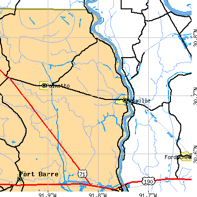 Zip code 71353 close-up map