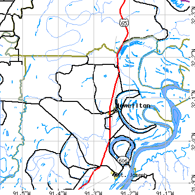 Zip code 71357 close-up map