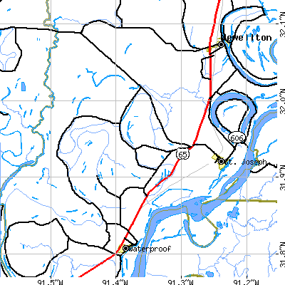 Zip code 71366 close-up map