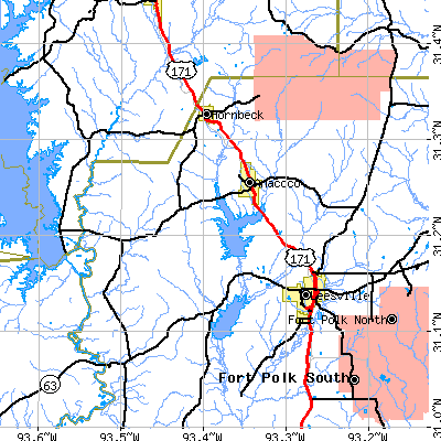 Zip code 71403 close-up map