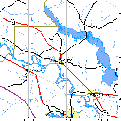 Zip code 71411 close-up map