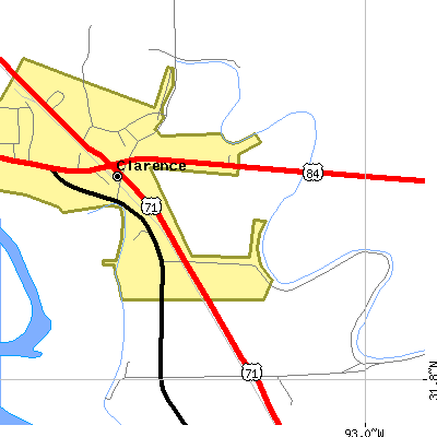 Zip code 71414 close-up map
