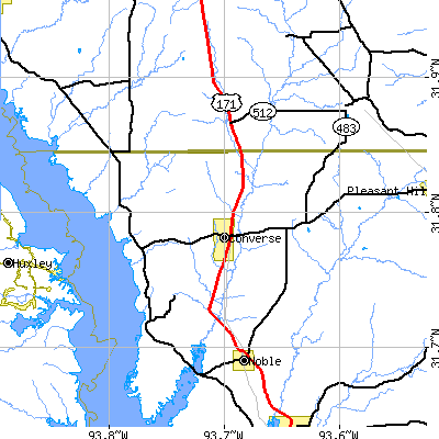 Zip code 71419 close-up map