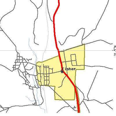 Zip code 71426 close-up map