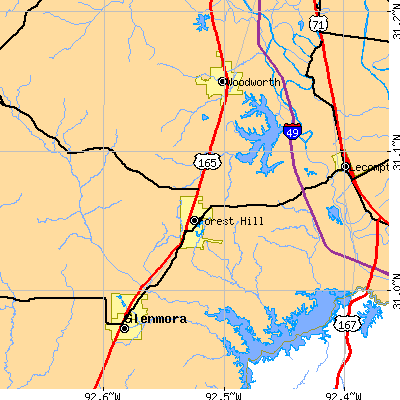 Zip code 71430 close-up map