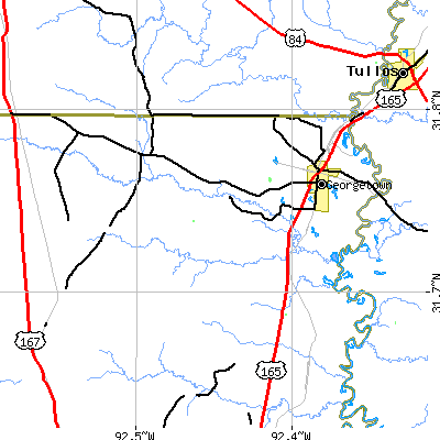 Zip code 71432 close-up map