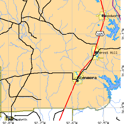 Zip code 71433 close-up map