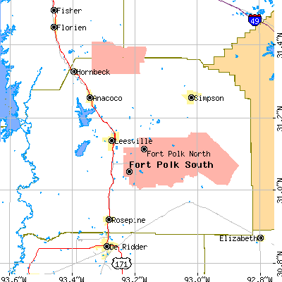 Zip code 71446 close-up map