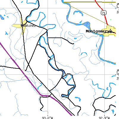 Zip code 71456 close-up map
