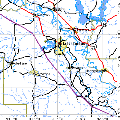 Zip code 71457 close-up map