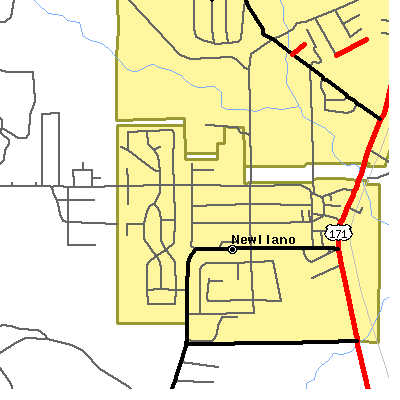 Zip code 71461 close-up map