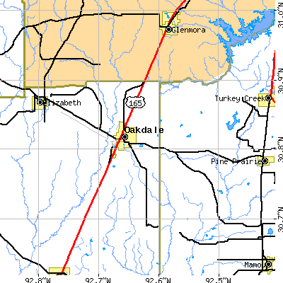 Zip code 71463 close-up map