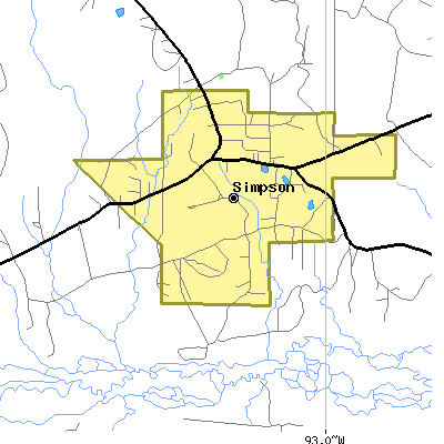 Zip code 71474 close-up map