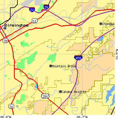Zip code 35223 close-up map