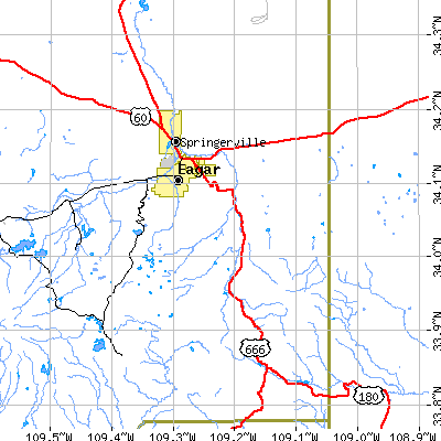 Zip code 85938 close-up map