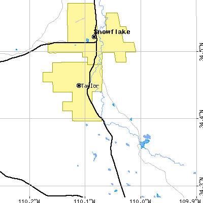 Zip code 85939 close-up map