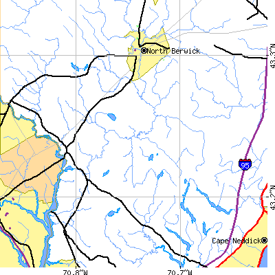 Zip code 03908 close-up map