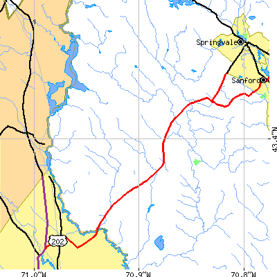 Zip code 04027 close-up map