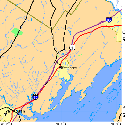 Zip code 04032 close-up map