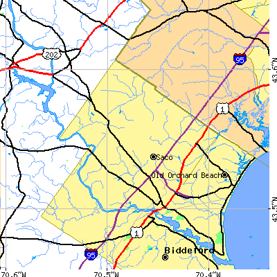 Zip code 04072 close-up map