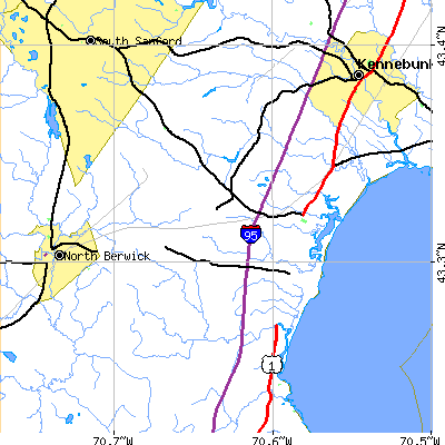 Zip code 04090 close-up map