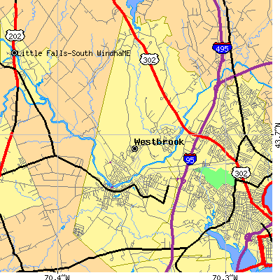 Zip code 04092 close-up map