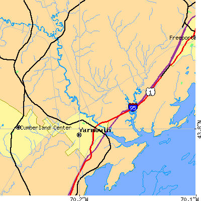 Zip code 04096 close-up map