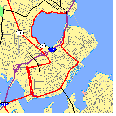 Zip code 04101 close-up map