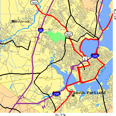 Zip code 04102 close-up map