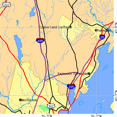 Zip code 04105 close-up map