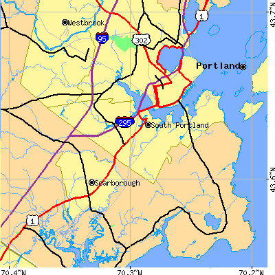 Zip code 04106 close-up map