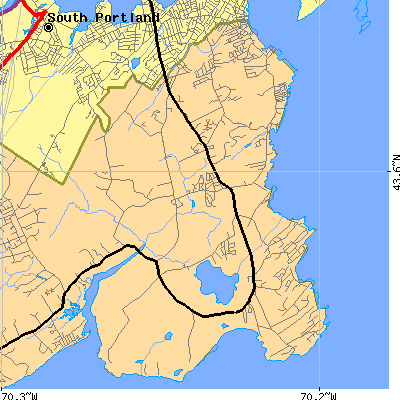 Zip code 04107 close-up map