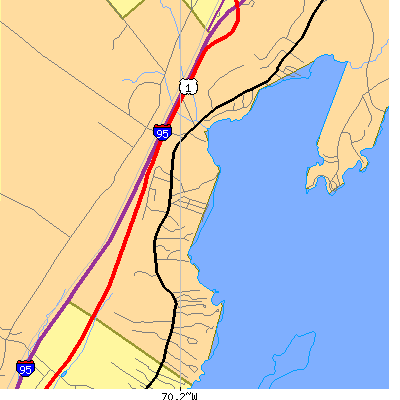 Zip code 04110 close-up map