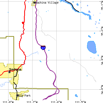 Zip code 86017 close-up map
