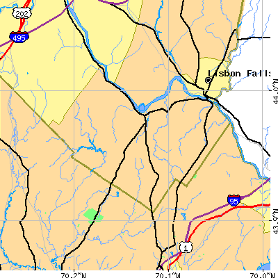 Zip code 04222 close-up map