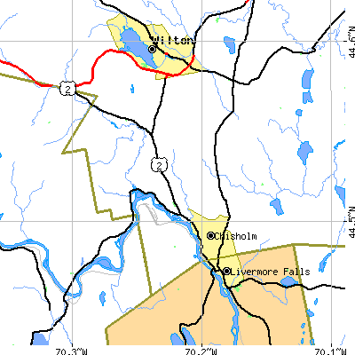 Zip code 04239 close-up map