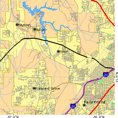 Zip code 35224 close-up map