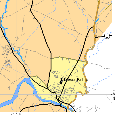 Zip code 04252 close-up map