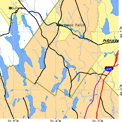 Zip code 04274 close-up map