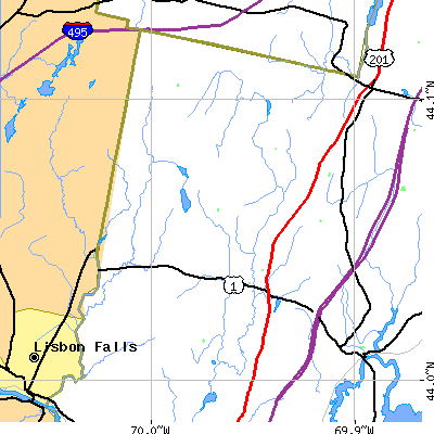 Zip code 04287 close-up map