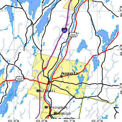 Zip code 04330 close-up map