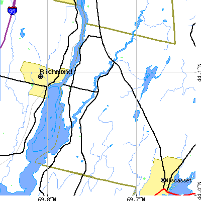 Zip code 04342 close-up map