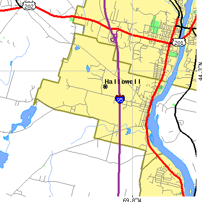 Zip code 04347 close-up map